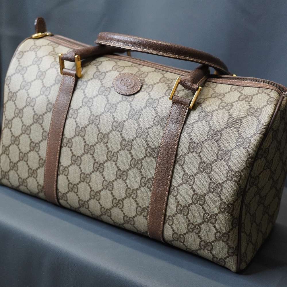 Gucci Vintage Supreme Coated Canvas Boston Bag